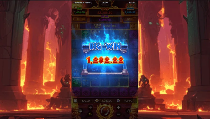Treasures of Hades 2 – velká výhra na rozšířené mřížce 7×7 ve slotu od Rectangle Games